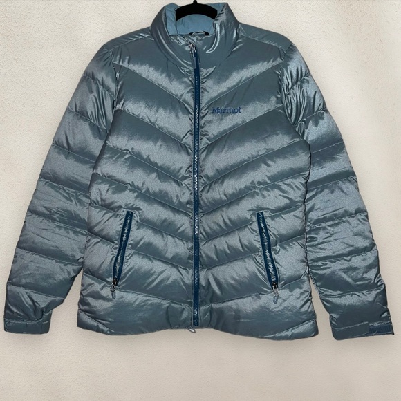 Marmot Jackets & Blazers - Marmot Puffer Jacket Full Zip 600 Fill Down Light Blue Womens Size Medium